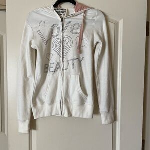 Rare!! Vintage Threads 4 Thought Organic Cotton Zip Up Hoodie Love and Beauty
